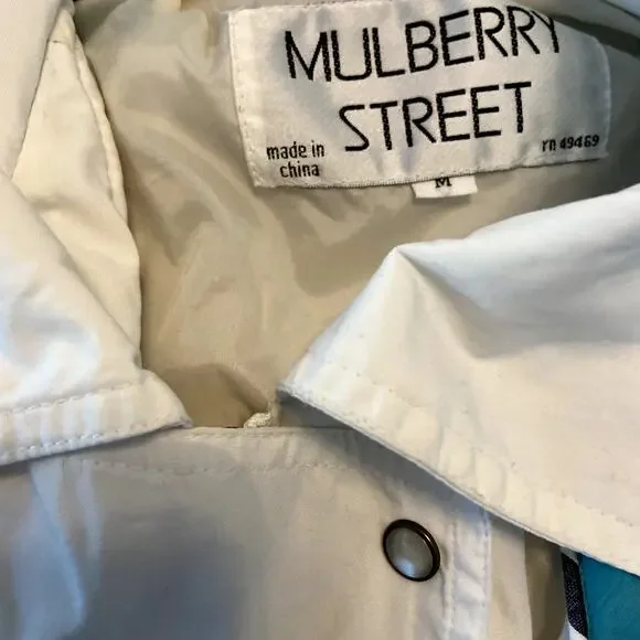 Vintage Mulberry Street Ski Jacket Button Up 90s Retro Collared White Medium - Picture 3 of 5
